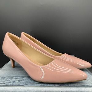 DREAM PAIRS Women's Moda Low Heel Pumps Pink Patent Leather Size 7.5